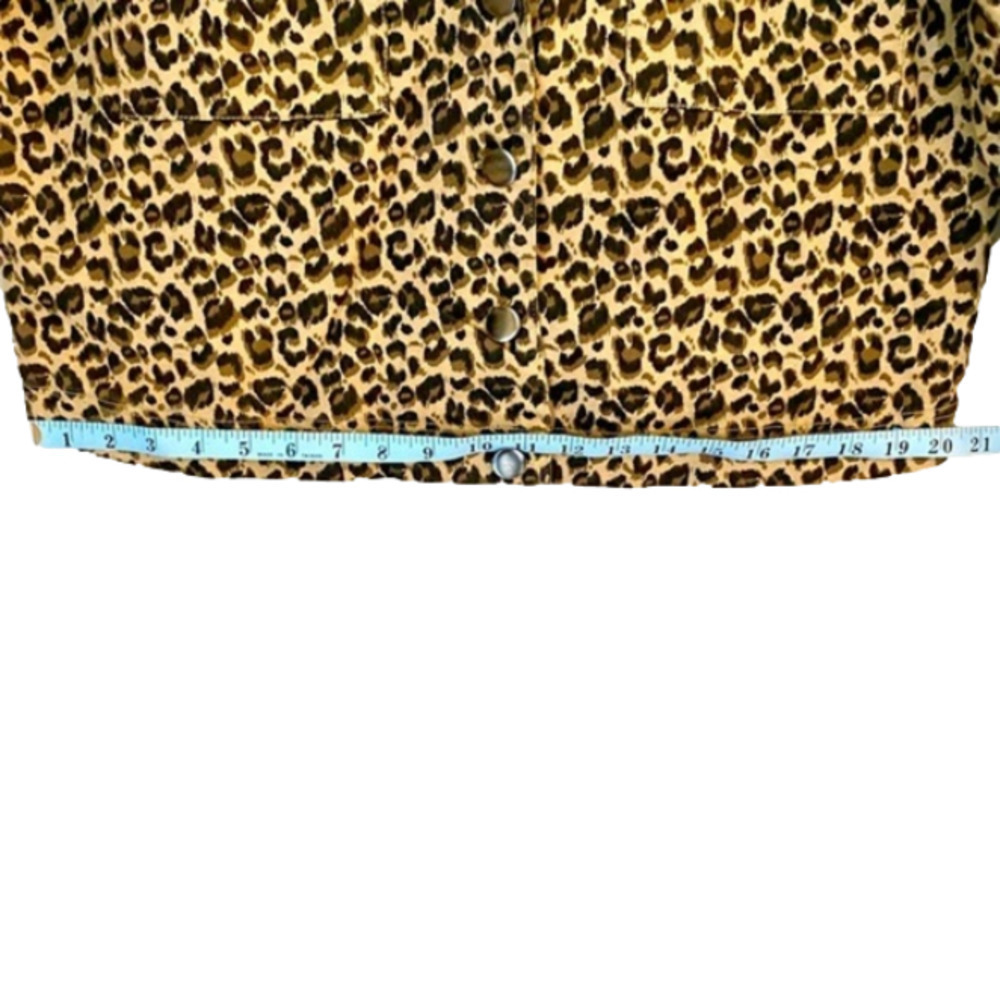 ANNA CAI NY Short Jacket Animal Print Long Sleeve Tan Black Cream Women Size L - Picture 9 of 11